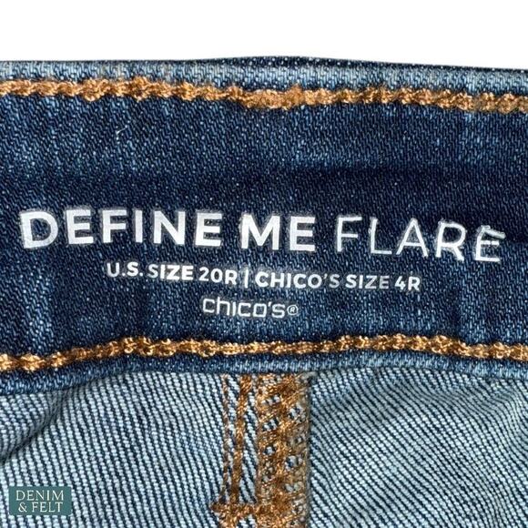 Chico’s Define Me Curvy Flare Jeans Blue Stretch Denim Size 20R Women’s Flared - Picture 5 of 8